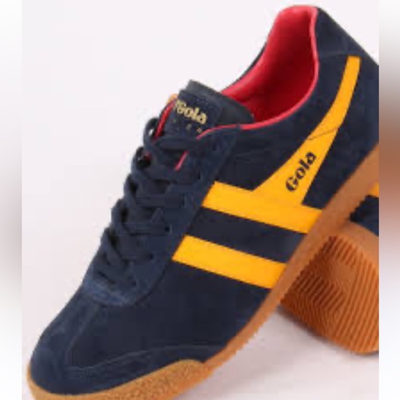 Gola Harrier Leather Sneakers Off White Navy Men's - Picture 1 of 8